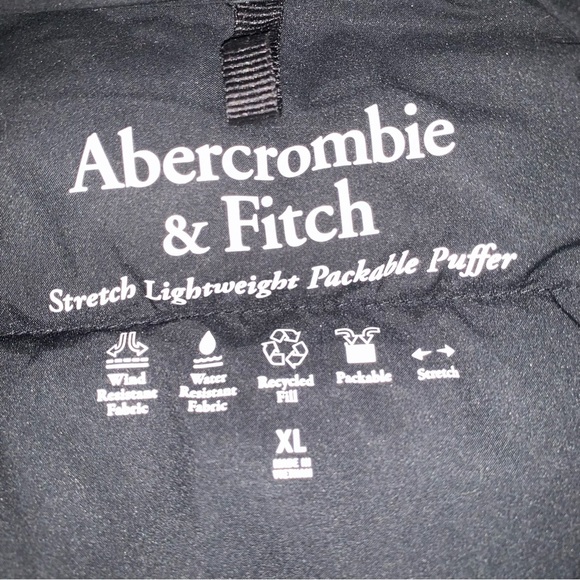 Abercrombie & Fitch Black Stretch Lightweight Packable Puffer XL - Picture 5 of 11